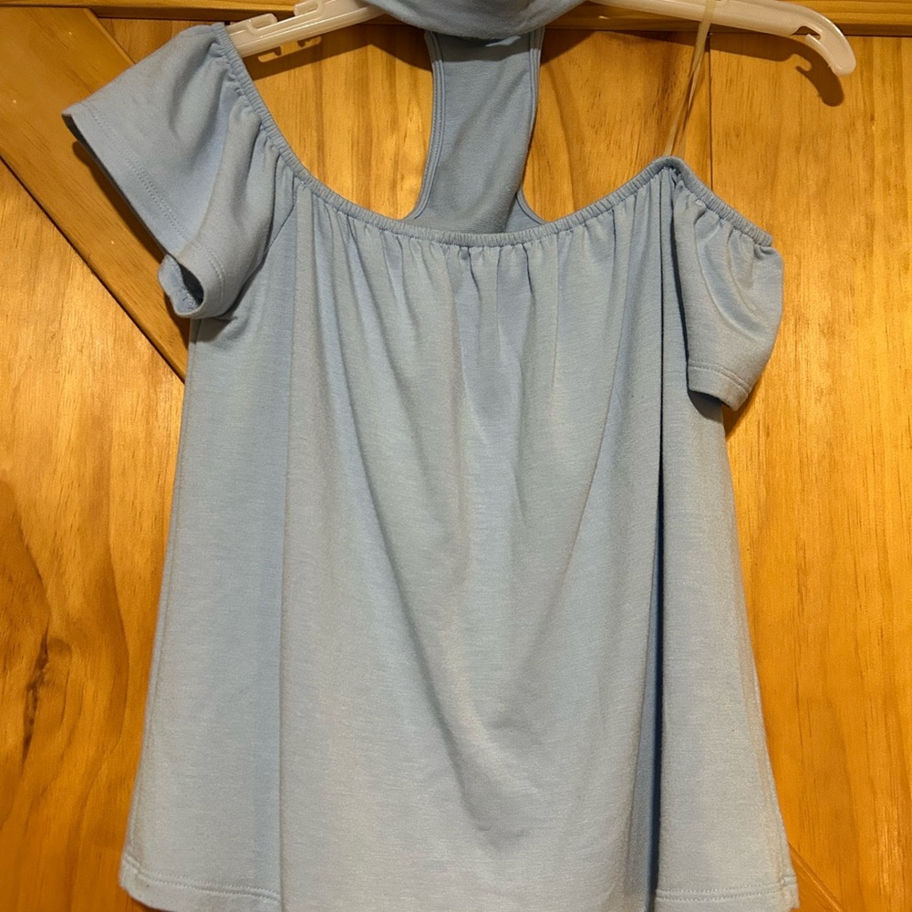 Light Blue Off-Shoulder Women's Top